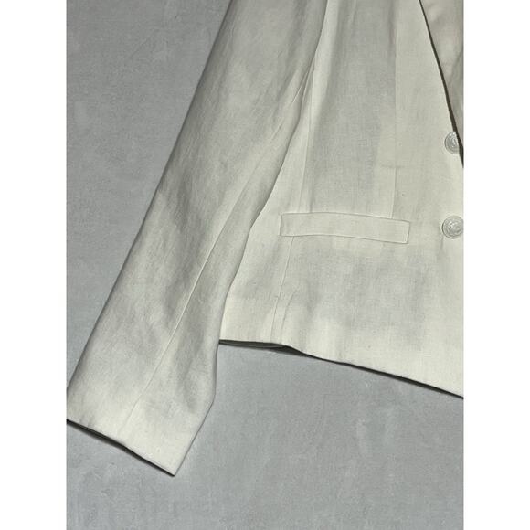 Elie Tahari Blazer Double Breasted Womens 8 White Linen Blend Open Career Office - Picture 5 of 15